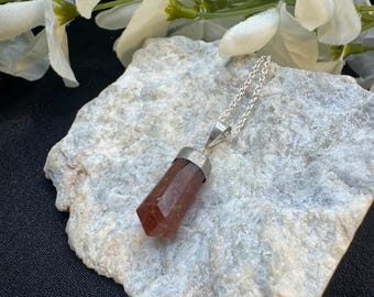 925 Sterling Silver Garnet Point Pendant Necklace