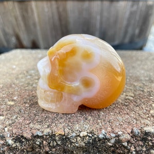 Agate Crystal Carved Skull, Halloween Decor, Carved Crystal Skull Head, Gifts