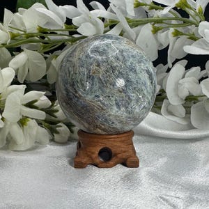 Blue Green Kyanite Crystal Sphere, Kyanite Crystal, 74.5 mm, Gifts