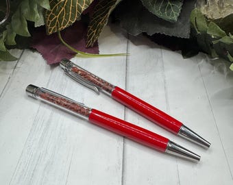 Red Jasper Chip Pens with ink refill, Crystal Pens, Ballpoint Crystal Pens, Crystal Pens, Gifts, Pens for Office