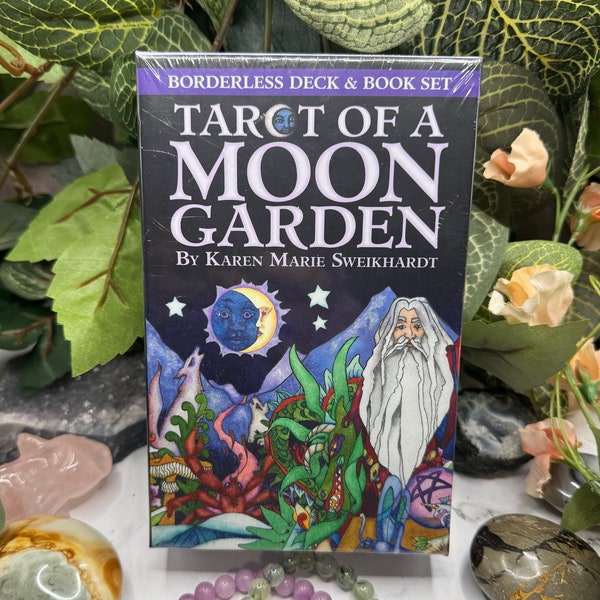 Tarot of a Moon Garden Borderless Deck & Book Set, Includes 78 purple gilt-edged cards and 192-page full-color illustrated guidebook