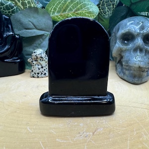 Obsidian Crystal Tombstone , Halloween Crystal Headstone, Halloween Decoration, Gifts