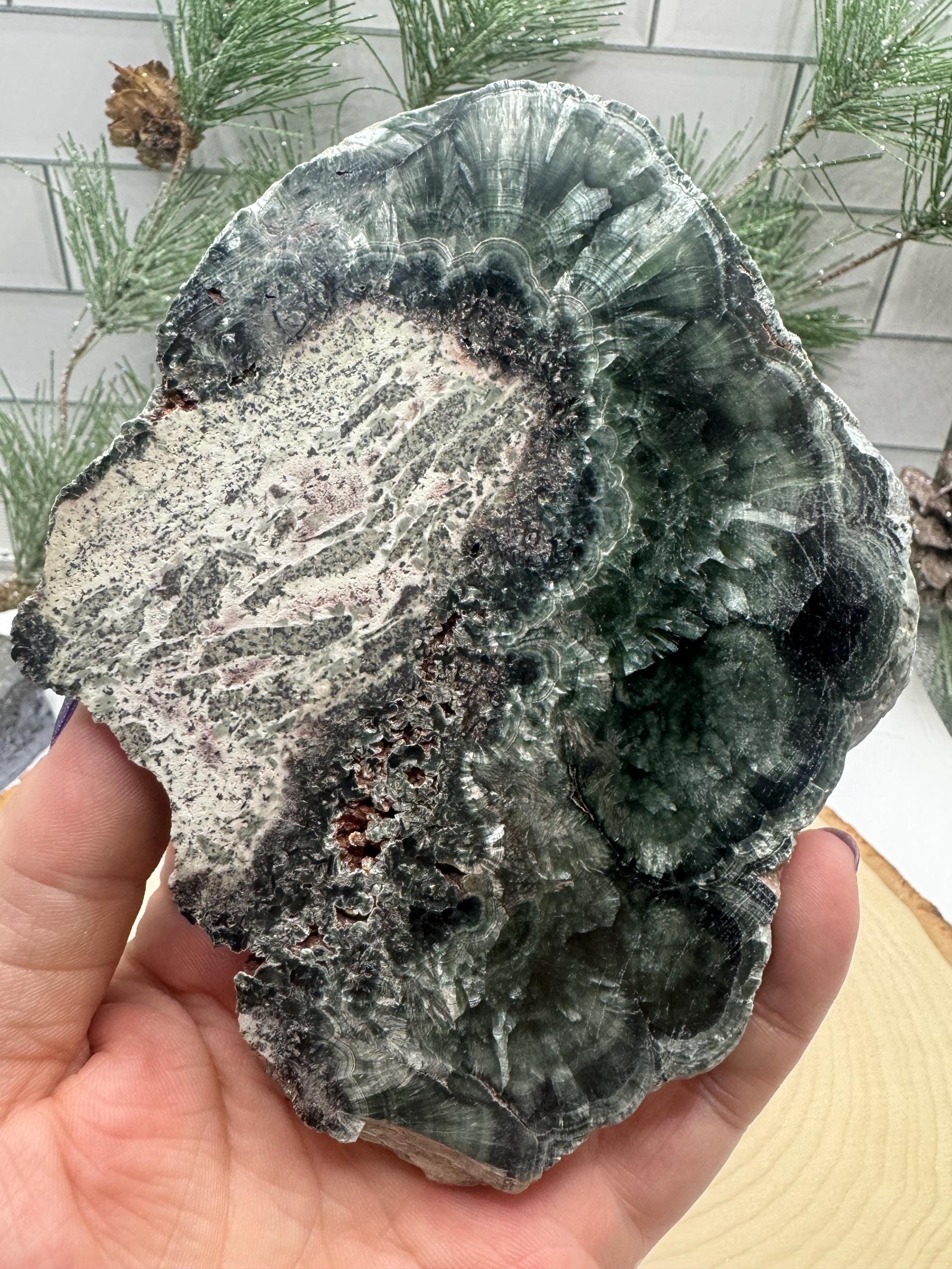 Seraphinit Seraphinite Polished Slab With Stand, Clinochlore Slice, Gifts - Etsy