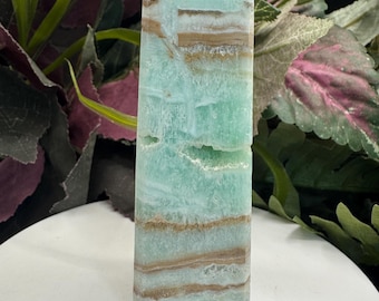 Caribbean Calcite Crystal Tower, Blue Aragonite Point, Ocean Calcite Crystal, Caribbean Blue Calcite