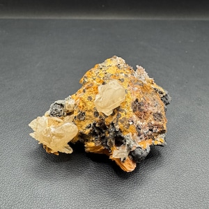 Galena, Pink Barite and Cerussite on Matrix from Mibladen Morocco, UV Reactive Cerussite Crystals, Gifts