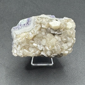 Coin Calcite with Green and Purple Fluorite Crystal on Matrix, UV Reactive Crystal Specimen, Green Fluorite, Purple Fluorite, Gifts
