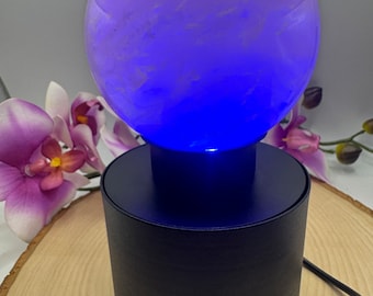Metal Rotating LED Sphere Stand, Touch Color Changing Holder, USB Cord