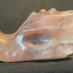 Pink Quartz Crystal Carved Dragon Head: Home Decor Gift