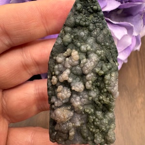 Semi Polished Grape Agate Crystal Tower, Grape Agate Crystal Point, Indonesian Grape Agate, Purple Chalcedony, Gifts