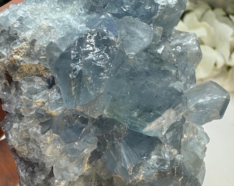 Blue Celestite Crystal Specimen, Raw Celestite Specimen, Celestite Crystal, Gifts