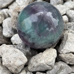 Rainbow Fluorite Crystal Sphere, Fluorite Crystal Ball, Bi-Color Fluorite, Gifts