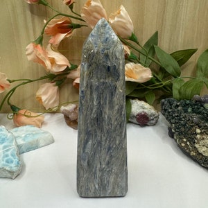 Polished Blue Kyanite and Quartz Tower, Blue Kyanite Crystal Point, Gifts