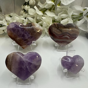 Crazy Lace Agate with Amethyst Heart, Amethyst Heart, Crazy Lace Agate Heart, Gifts