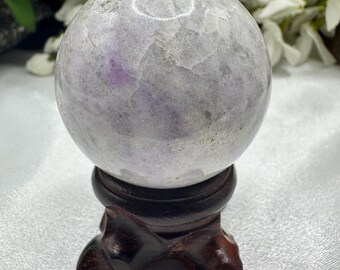 Tenebrescent Hackmanite Crystal Sphere with Stand, Sodalite var. Hackmanite, 44 mm