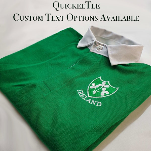 Classic Irish Rugby Jersey - New| Custom GIFT | UK | Sizes S - 7XL | Custom Embroidery | Gift for Rugby Fans | Ireland Logo