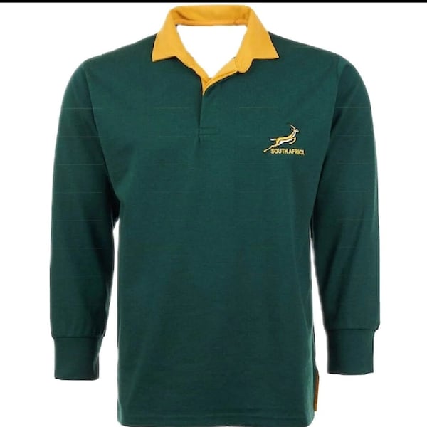 South Africa Retro Rugby Jersey Shirt - Brand New - UK - Small to 7XL - Springboks Embroidery - CUSTOM Text Available - Gift - Xmas - Dec
