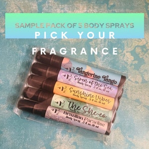 Pick 5 Sample Perfume Body Spray| Moisturizing Spray|  Travel Size Body Mist| Purse Size |Portable Body Spray Mist| 10 ml |Strong Fragrance