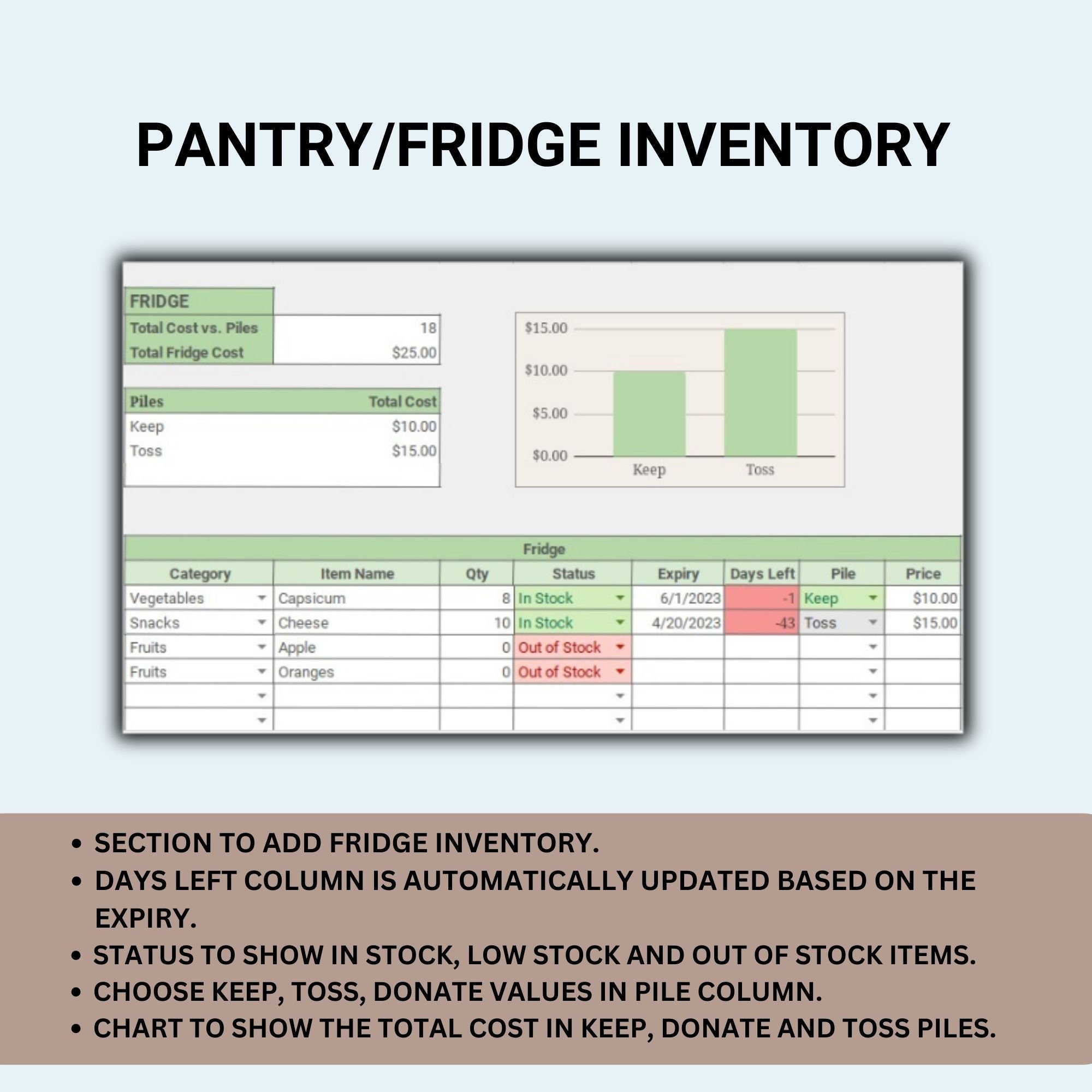 download your free pantry inventory template in... Pantry Inventory Tracker Spreadsheet Freezer Inventory Checklist Google ...