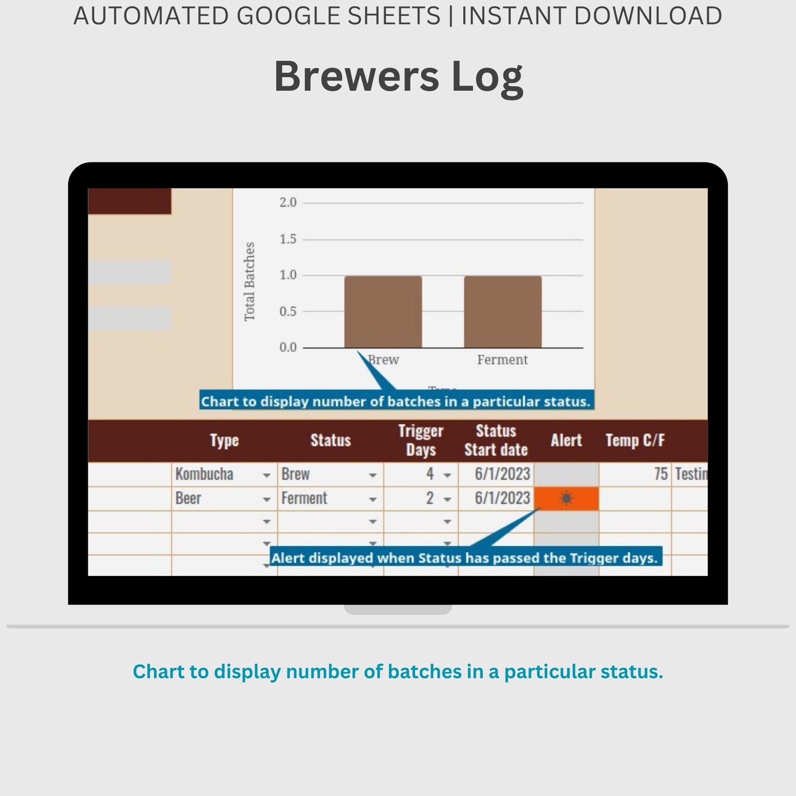 Kombucha Log,google Sheets,brewers Log Spreadsheet, Brewing Checklist
