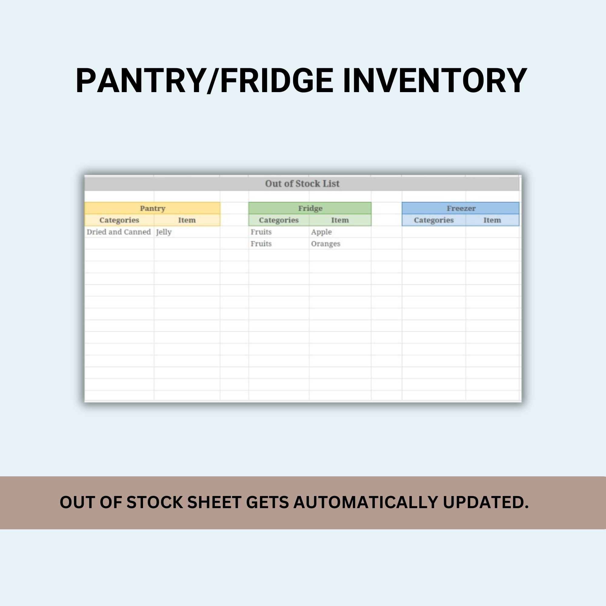 Pantry Inventory Tracker Spreadsheet Freezer Inventory Checklist Google