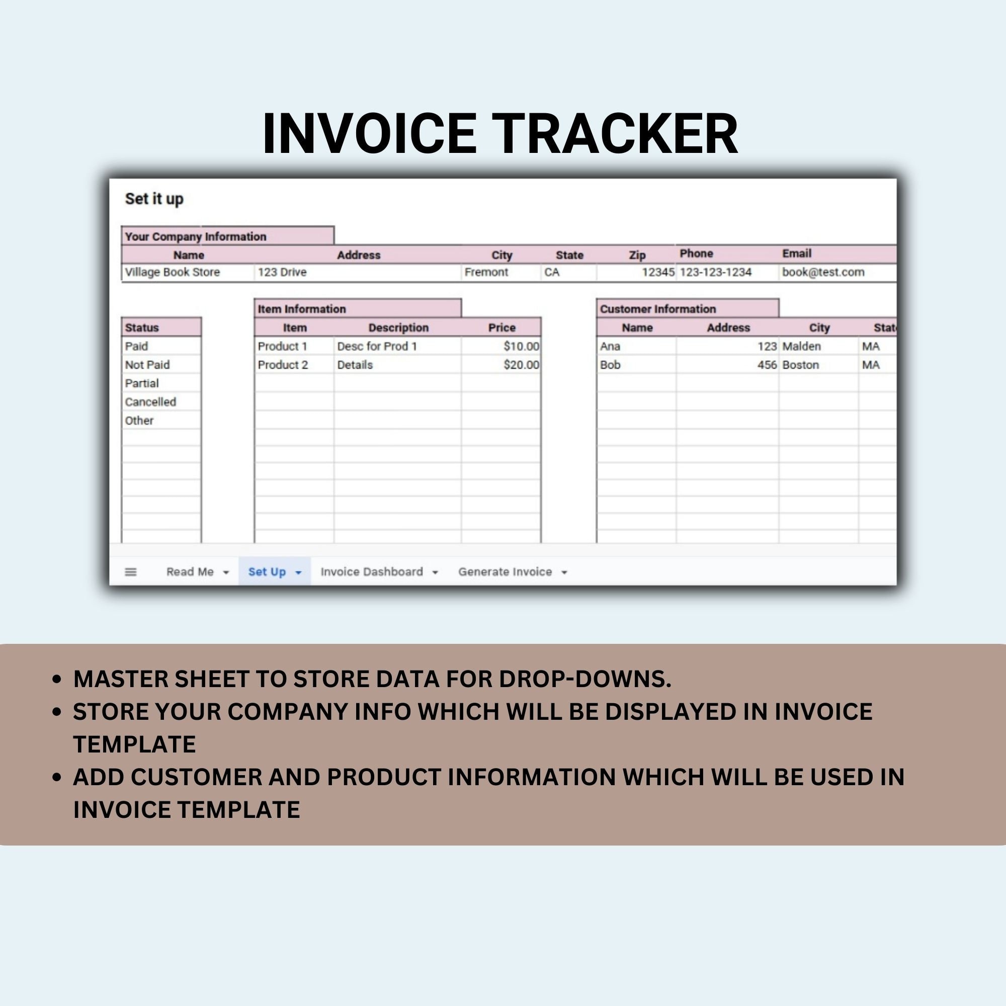 Invoice Template Invoice Tracker Printable Business Invoice Small