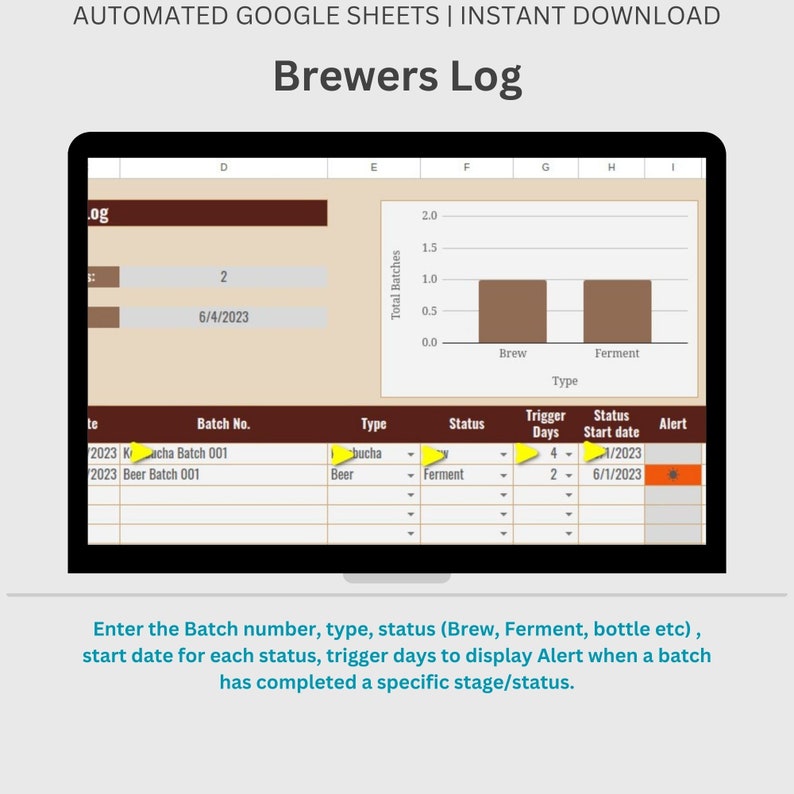 Kombucha Log,google Sheets,brewers Log Spreadsheet, Brewing Checklist