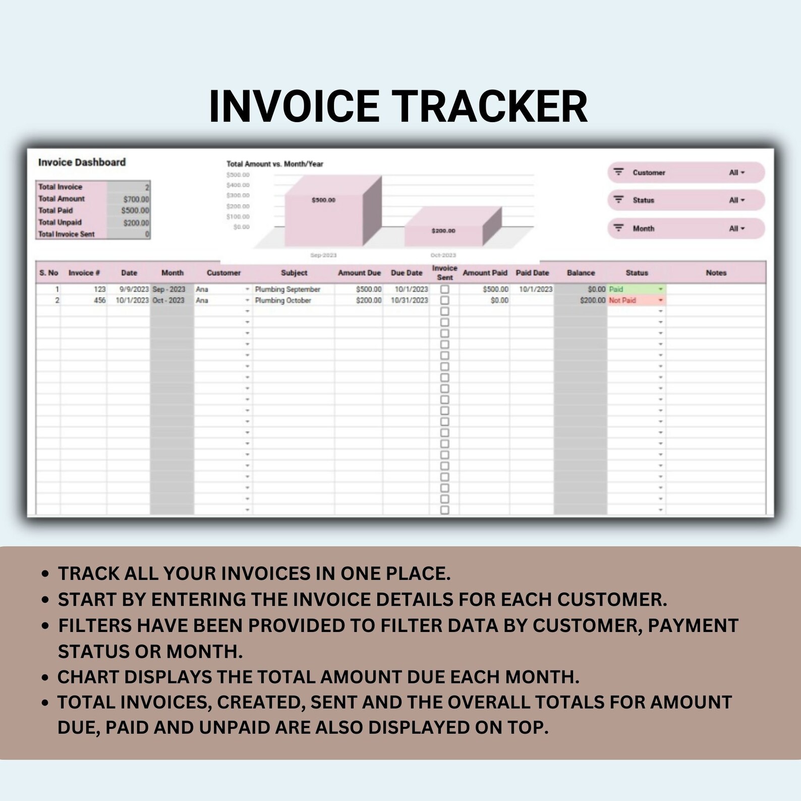 Invoice Template Invoice Tracker Printable Business Invoice Small