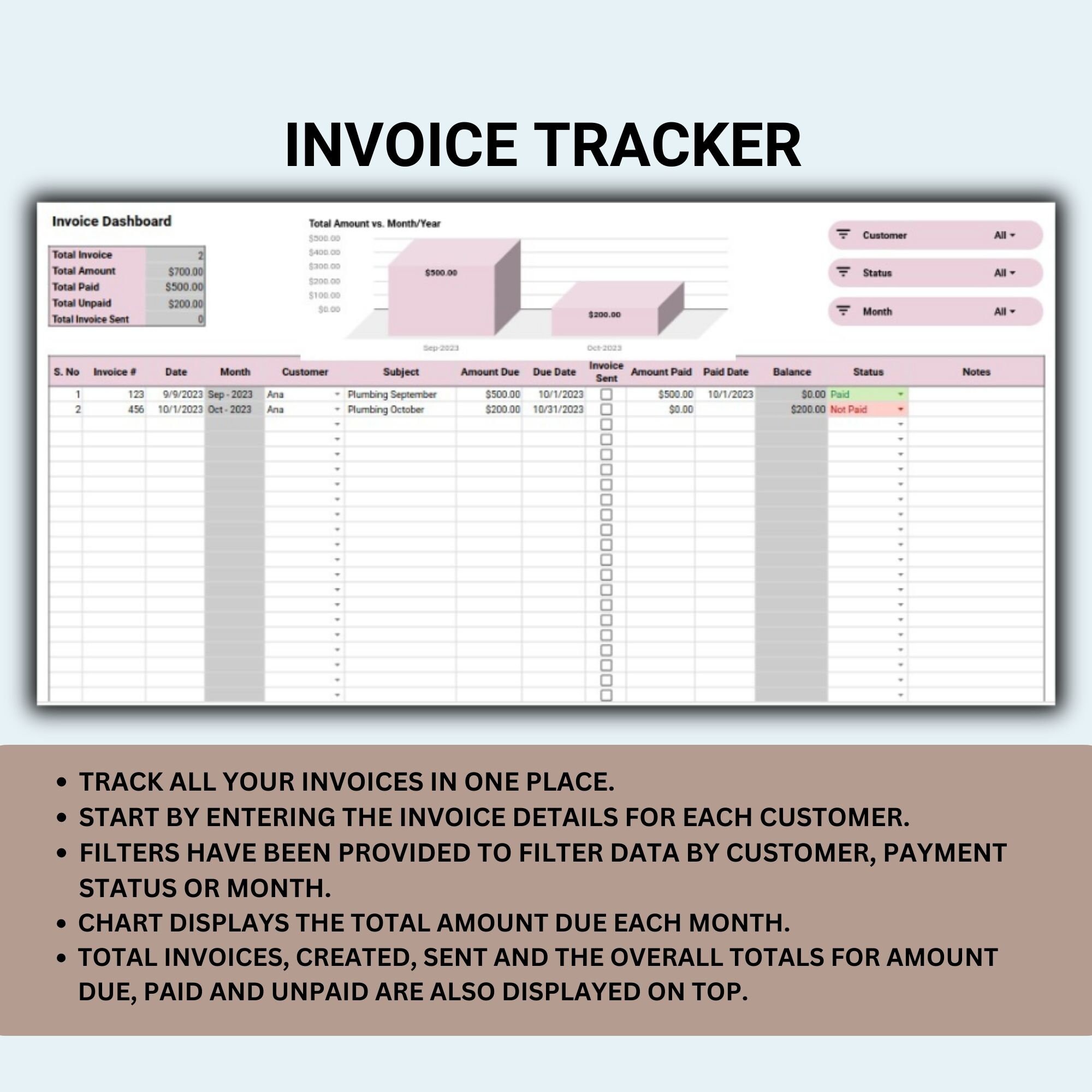 Invoice Template, Invoice Tracker, Printable Business Invoice, Small ...