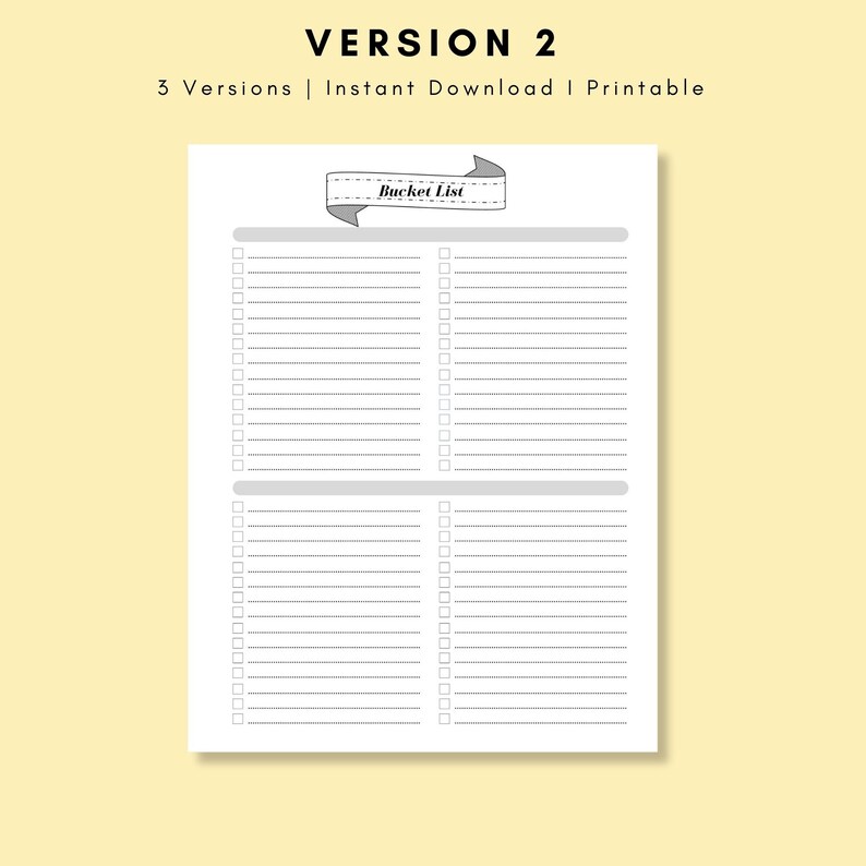 Printable Bucket List Personal Bucket List Dream List Wish Etsy