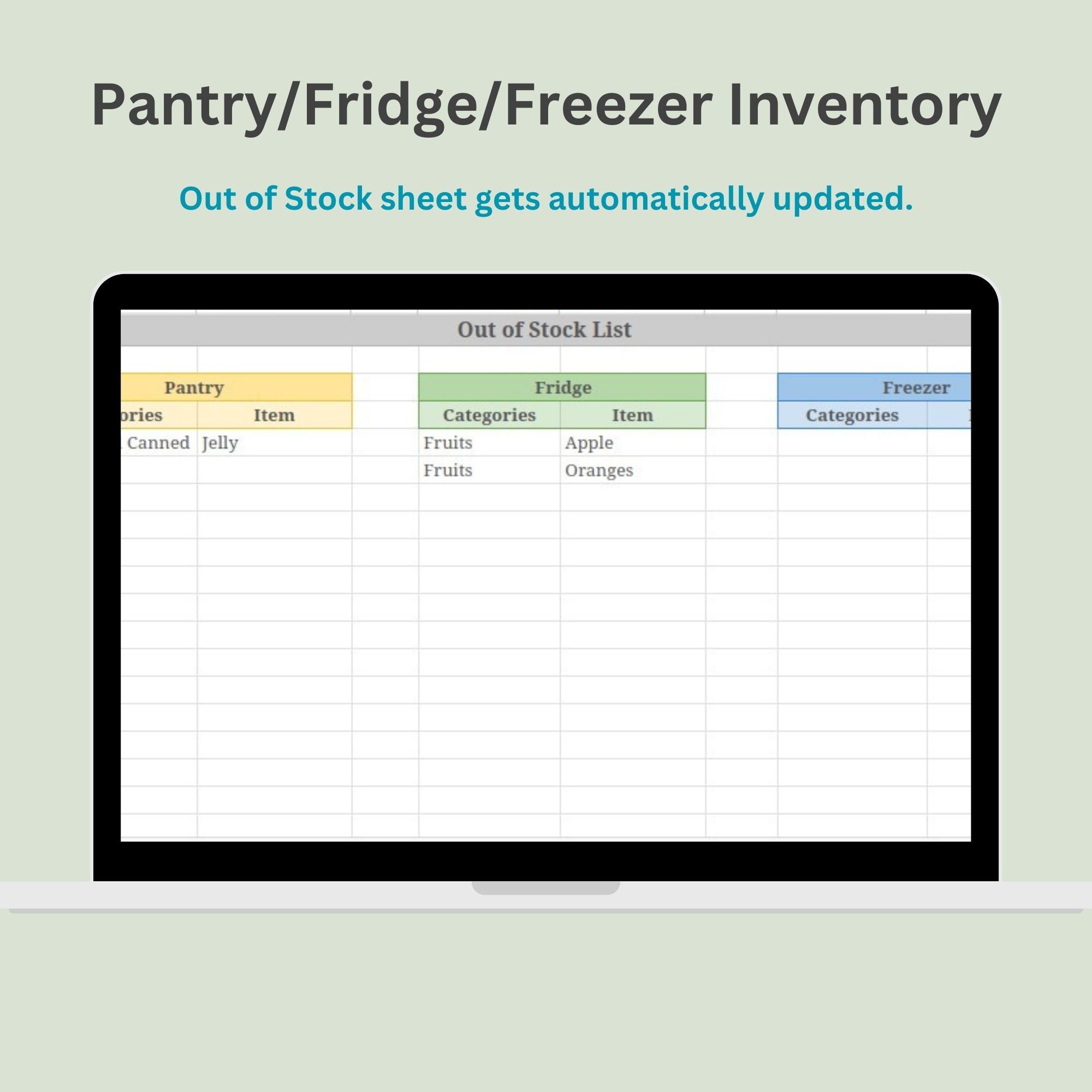 Pantry Inventory Tracker Spreadsheet Freezer Inventory Etsy