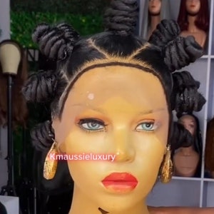 Summer Lightweight 360 Full Lace Bantu Knot Wig – Pre-Plucked Synthetic Knotless Box Braids Wig for Black Women, Short Braid Gift Idea