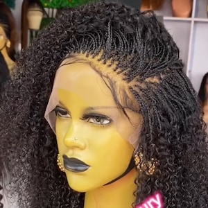 Full Lace Human Hair Braided Wig – Short Curly Braids Wig with Deep Curls, Natural Look for Black Women, Wig Gift Idea for African Ladies