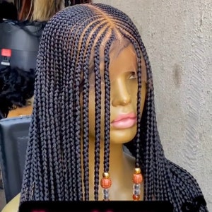 26” Full Lace Beaded Cornrow Wig – Fulani Braided Wig with Beads, Ghana Weave Style Braids for Black Women, Braided Handmade Wig on Etsy