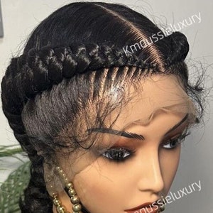 Jumbo Braided Full Lace Wig – Senegalese Cornrow Braid Wig for Black Women, Dark Ladies Wig Gift Idea | Feedin Cornrows Lace Etsy Braids Wig