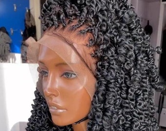 Spring Twist Curly Bob Braided Wig – Full Lace Short Braids Wig with Baby Hair, Lightweight Braids Wig, Natural Look Gift Idea for Women