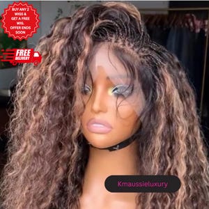 Echthaar Micro geflochtene lockige Perücke, Highlight 4X4-13X4 Volle Spitze Kurze Farbe Gewellte Zöpfe