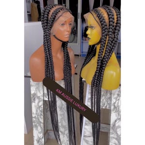 Jumbo Braided Full Lace Wig – Senegalese Cornrow Braids Wig for Black Women, Dark Ladies Wig Gift Idea | Feedin Cornrows Lace Braids Wig