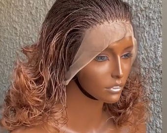 Micro Braids Curly Wig – Short Spanish Curl Twist Wig for Women, Frontal Tiny Twisting Braids Wig, Small Size Natural Look Lady Twistwigs
