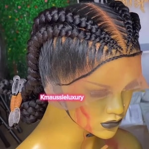 Jumbo Braided Full Lace Wig – Senegalese Cornrow Braids Wig for Black Women, Dark Ladies Wig Gift Idea | Feedin Cornrows Lace Braids Wig