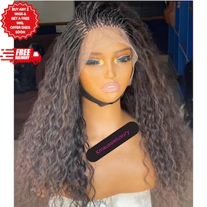 Human Hair Pick an Drop Full Lace Micro Braided Curly Wig, 4X4-13X4 Deep Wave Braids