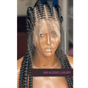 Jumbo Braided Full Lace Wig – Senegalese Cornrow Braids Wig for Black Women, Stitch Braids African Wig | Feedin Cornrows Lace Braids Wig