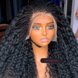 Peluca trenzada con mezcla de cabello frontal: peluca corta con trenzas rizadas y rizos profundos, aspecto natural para mujeres negras, ideal como regalo para mujeres africanas.