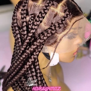 Jumbo/ Chunky All Back Braided Lace Front Native Cornrow Box Braid Wig in  Blonde , Also Black and Brown -  Finland