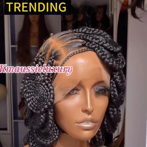 Koroba Box Braids Wig – Full Lace Knotless Short Bob Braided Wig for Black Girl, Neat Crowns Style, Lightweight Gift Idea for African Women