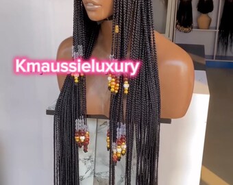 Beaded cornrow Braided Wig cornrow wig fringe wig Ghana weave wig knotless braids wig for black women Full lace frontal wig