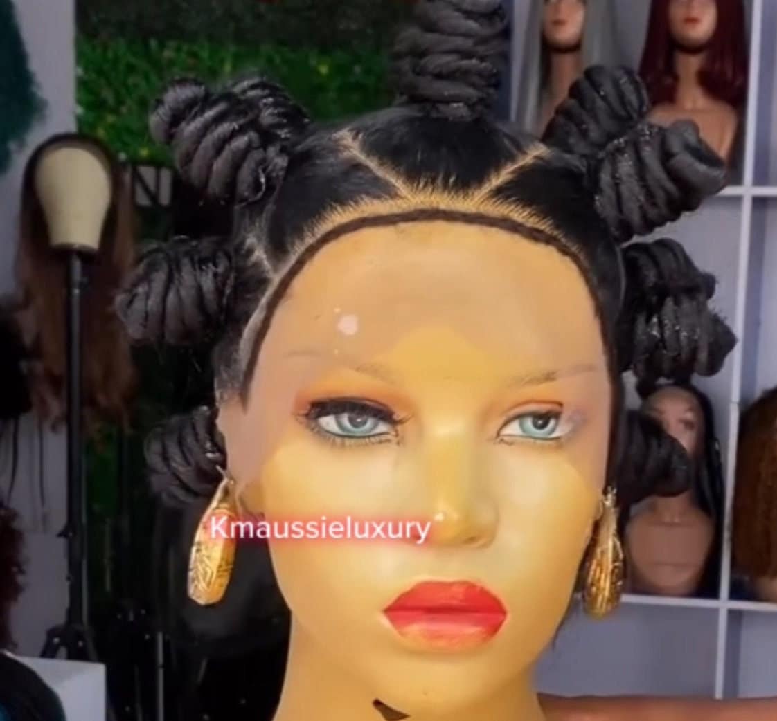 Summer Lightweight 360 Full Lace Bantu Knot Wig – Pre-Plucked Synthetic Knotless Box Braids Wig for Black Women, Short Braid Gift Idea