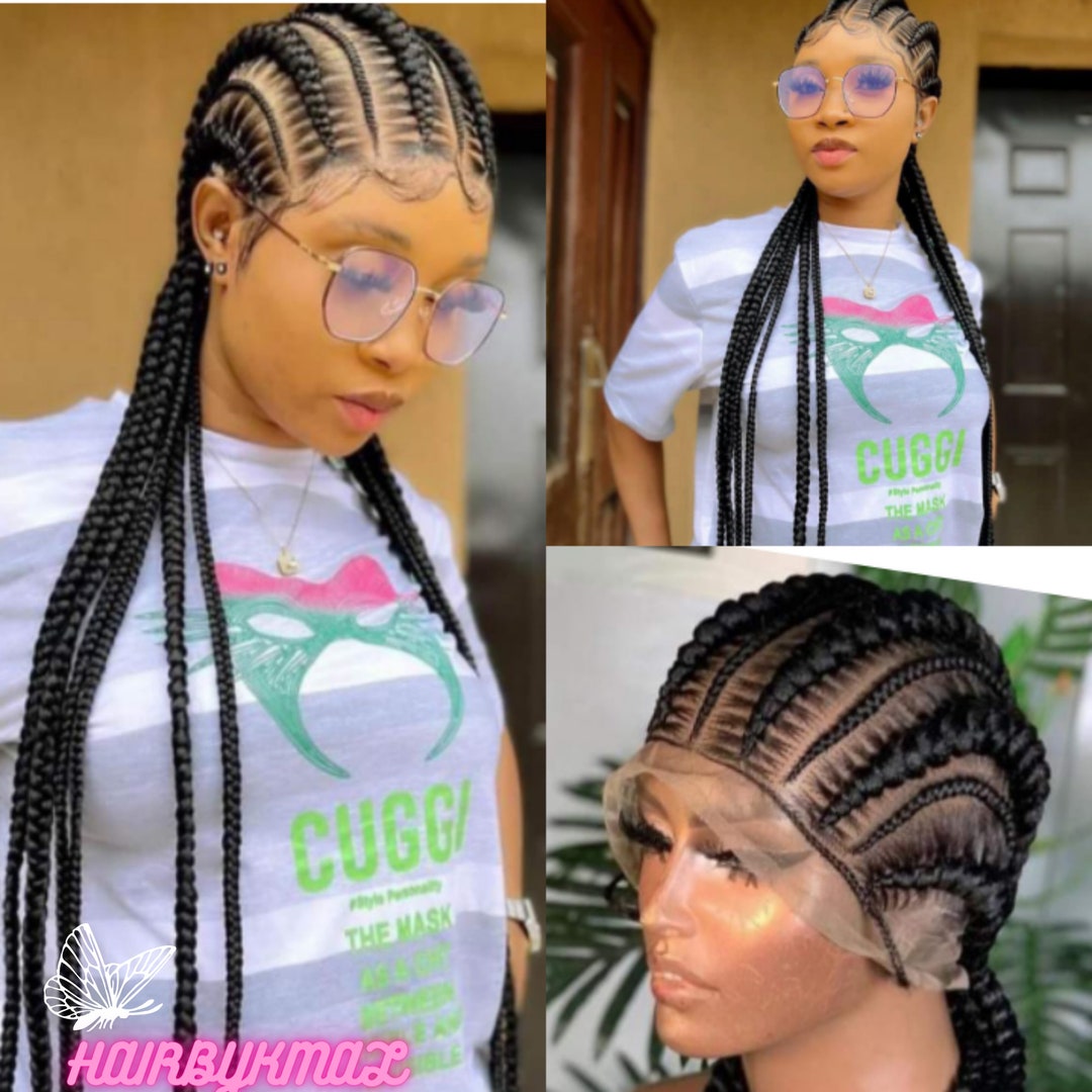 Stitch Cornrow Braided Wig Cornrow Wig Ghana Weave Wig Etsy