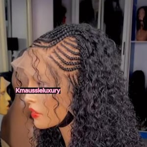 Frontal Human Hair Cornrow Wig – Short Curly Braids Wig with Deep Curls, Natural Look for Black Women, Wig Gift Idea for African Ladies