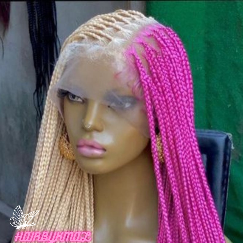 Pink and Blonde Knotless Braid Wig for Black Women Gift for Etsy Canada