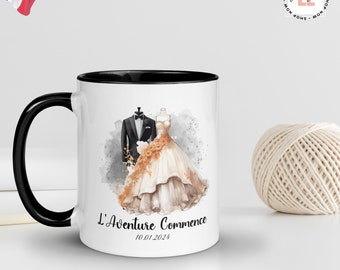 Mug Unique Personnalisé pour Couple de Fiancés, Tasse Personnalisée pour Mariage, Cadeau Personnalisé pour nouveaux mariés